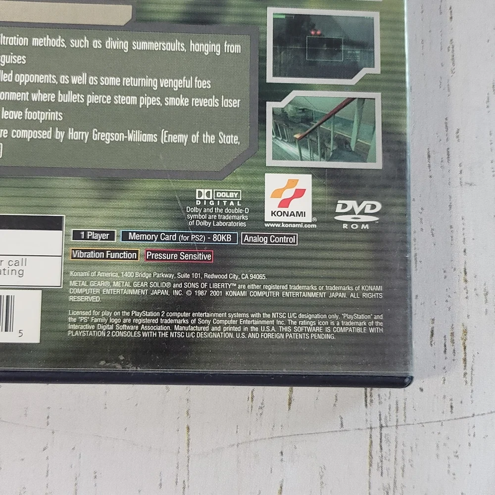 Metal Gear Solid 2 Sons Of Liberty Sony Playstation 2 PS2 Video Game Pre…